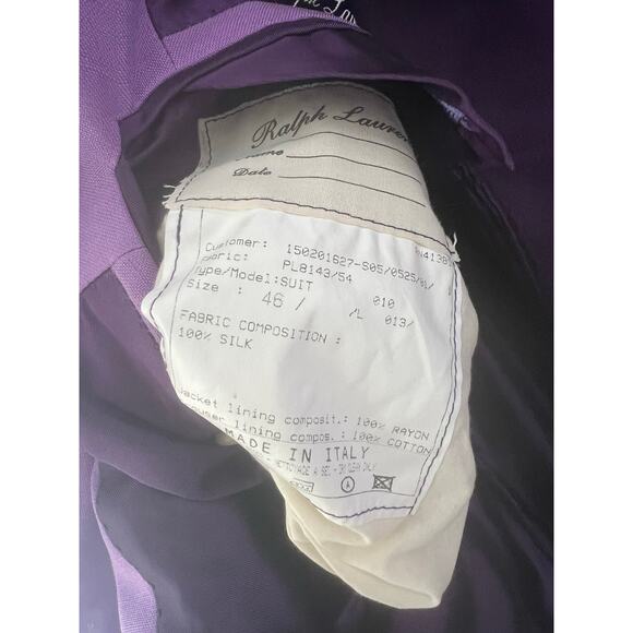 Vintage Ralph Lauren Purple Label Silk 2 Piece Suit Lavender Size 46 / 38 (EU) - Picture 6 of 13